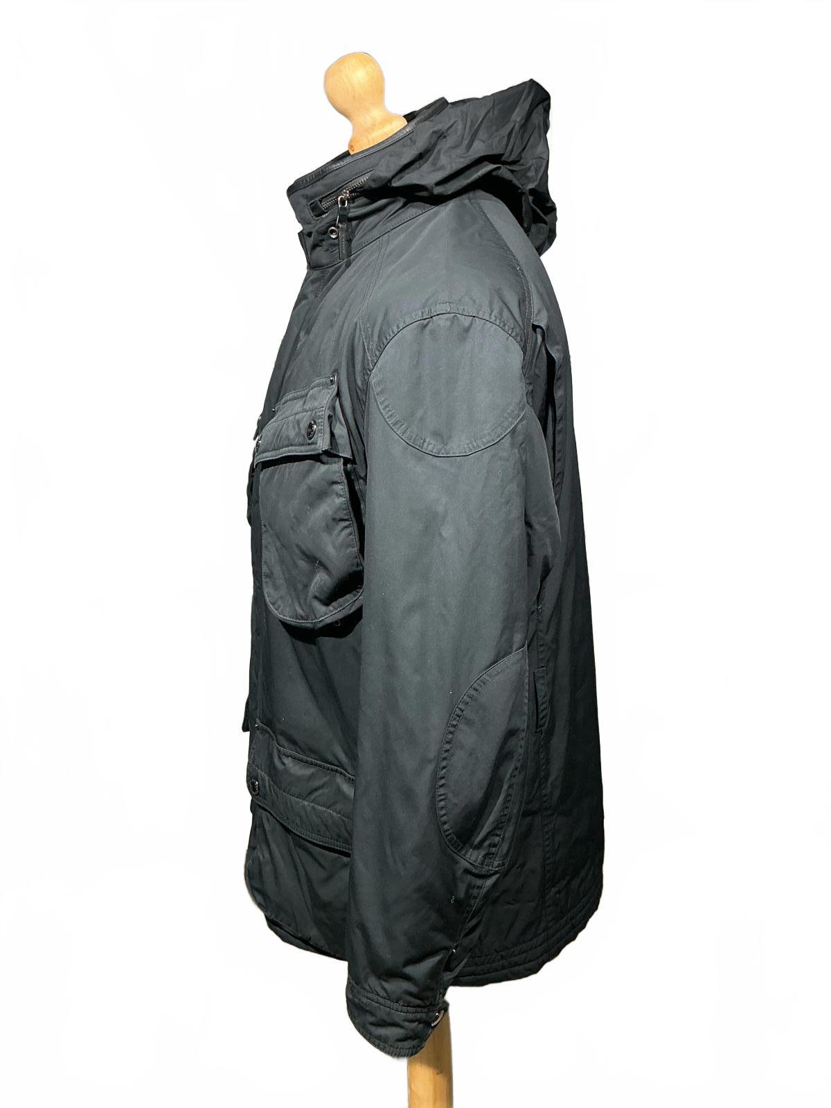 Black Men's Utility Ralph Lauren Jacket with Multiple Pockets and Hood