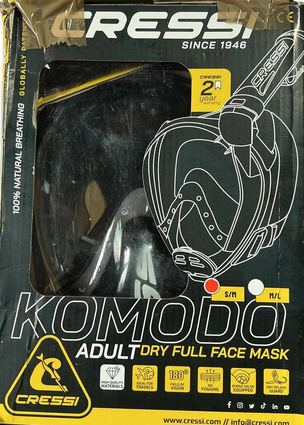Cressi Komodo Adult Dry Full Face Mask Size S/M