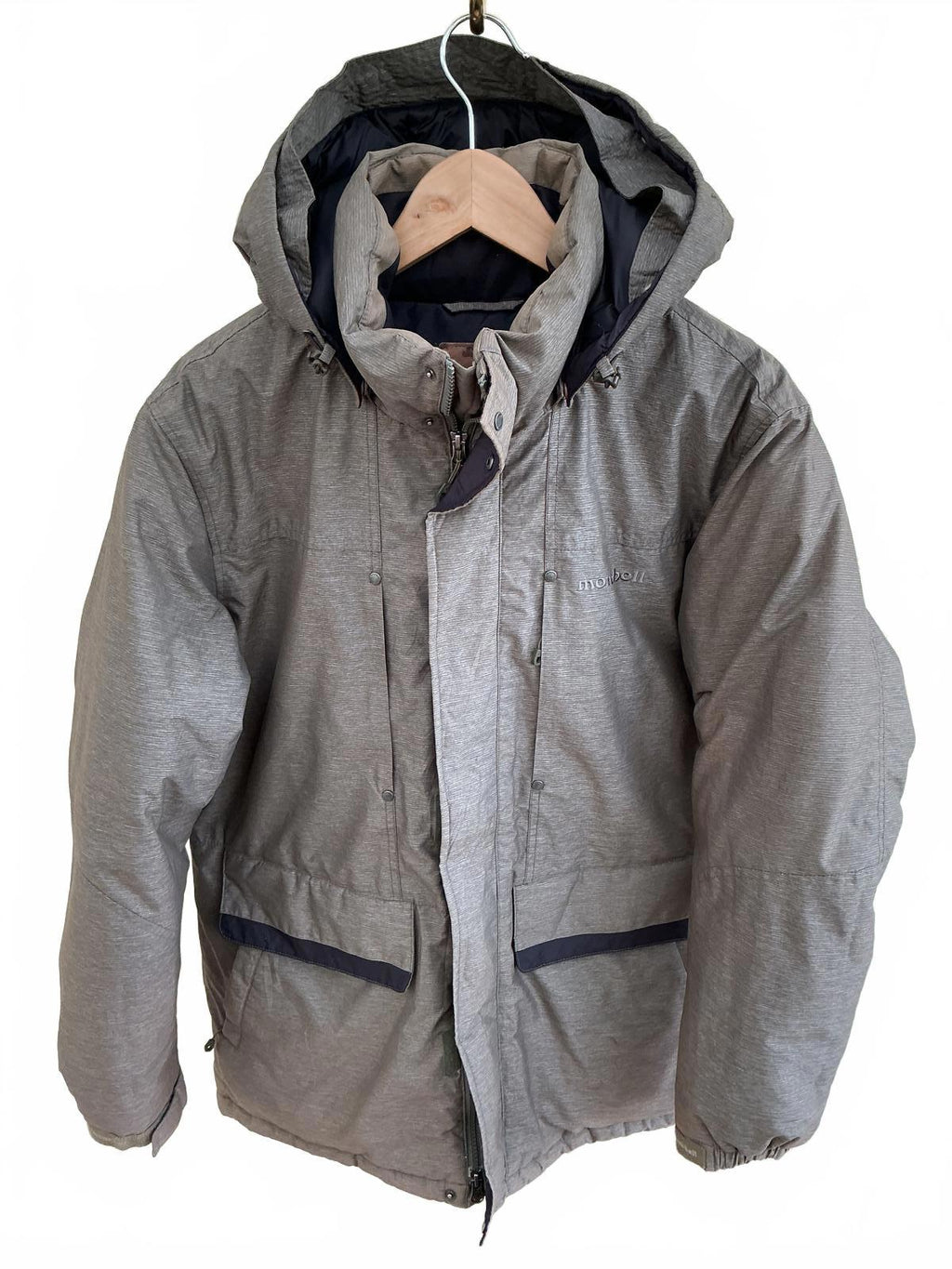 Mont bell Insulated Men's Hooded Down Parka Jacket in Gray
