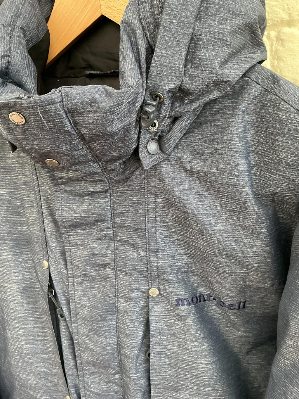 Men's Montbell Down Insulated Gray Hooded Puffer Jacket