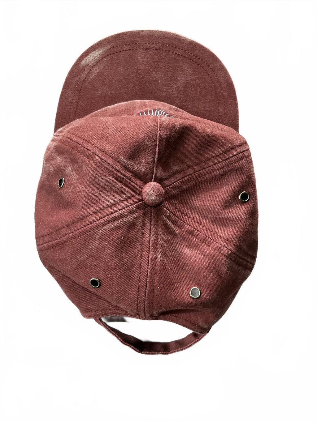 Paul Smith Burgundy Washed Look Baseball Cap with Sun Embroidery Adjustable Size
