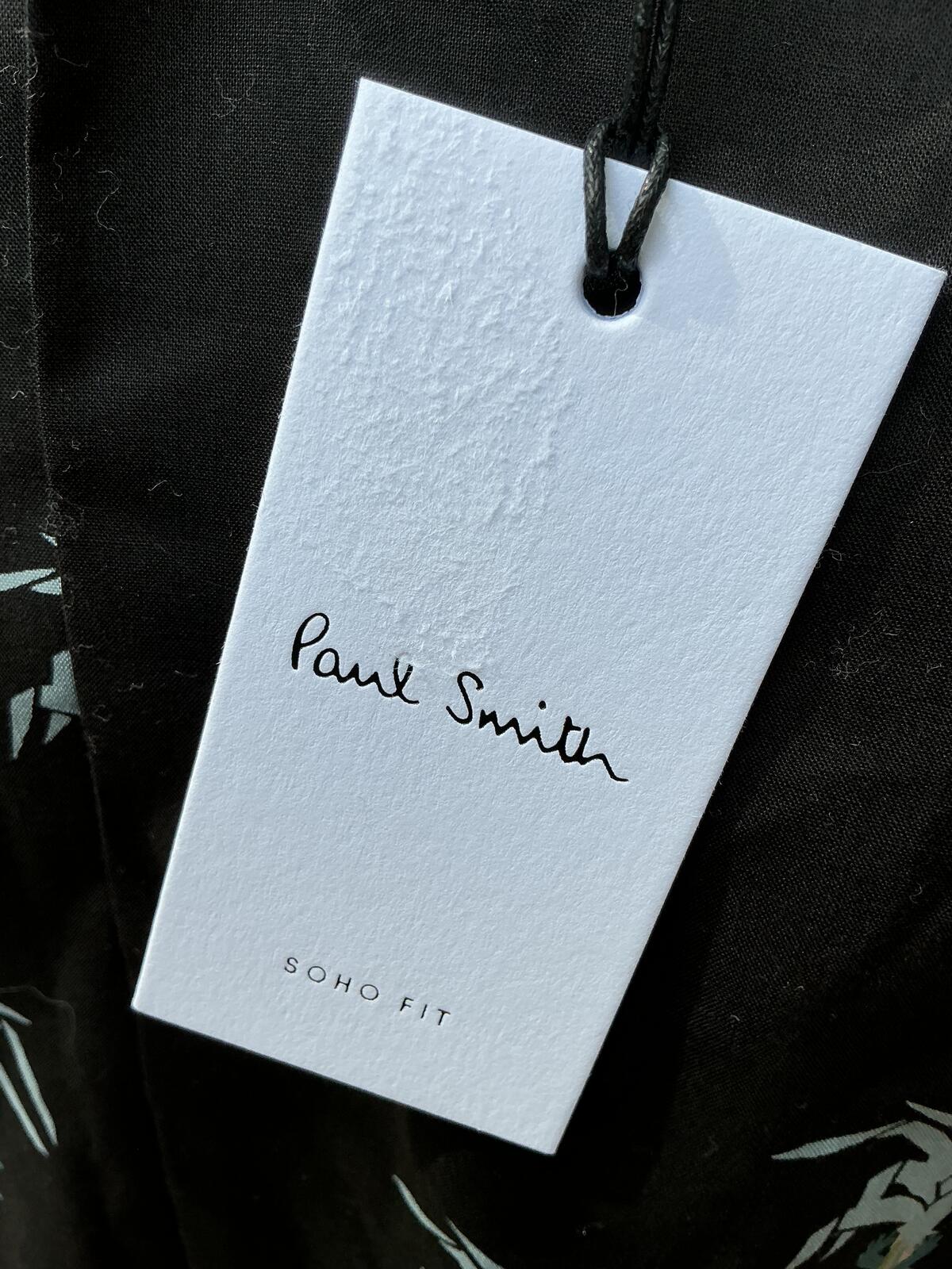 Paul Smith Black Short Sleeve Shirt with Palm Tree Print Size Small