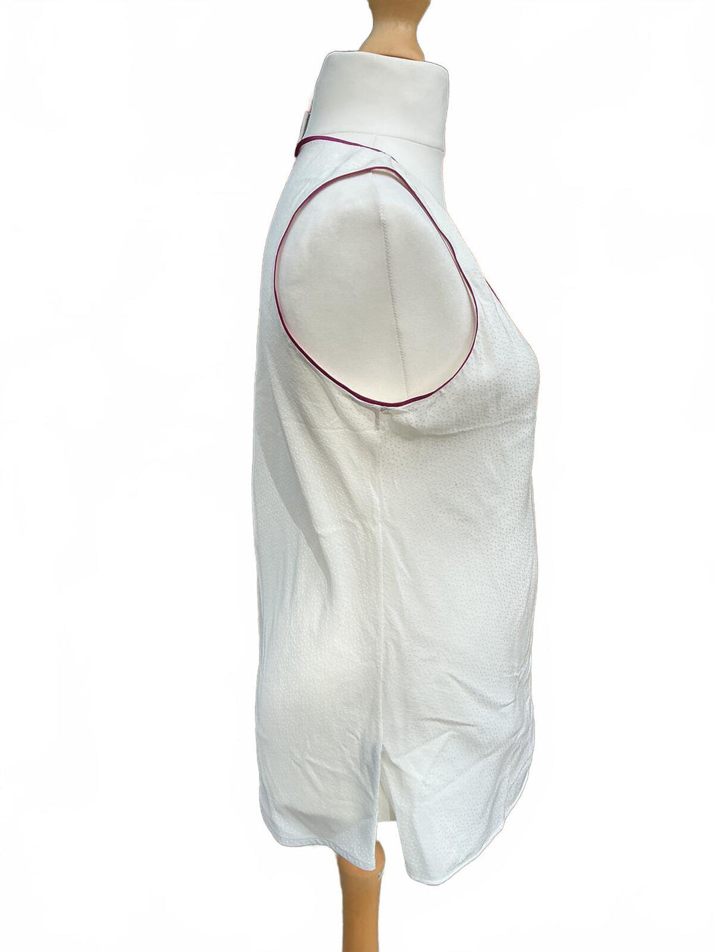 Silk Paul Smith Cream Sleeveless Top with Purple Trim Size 14