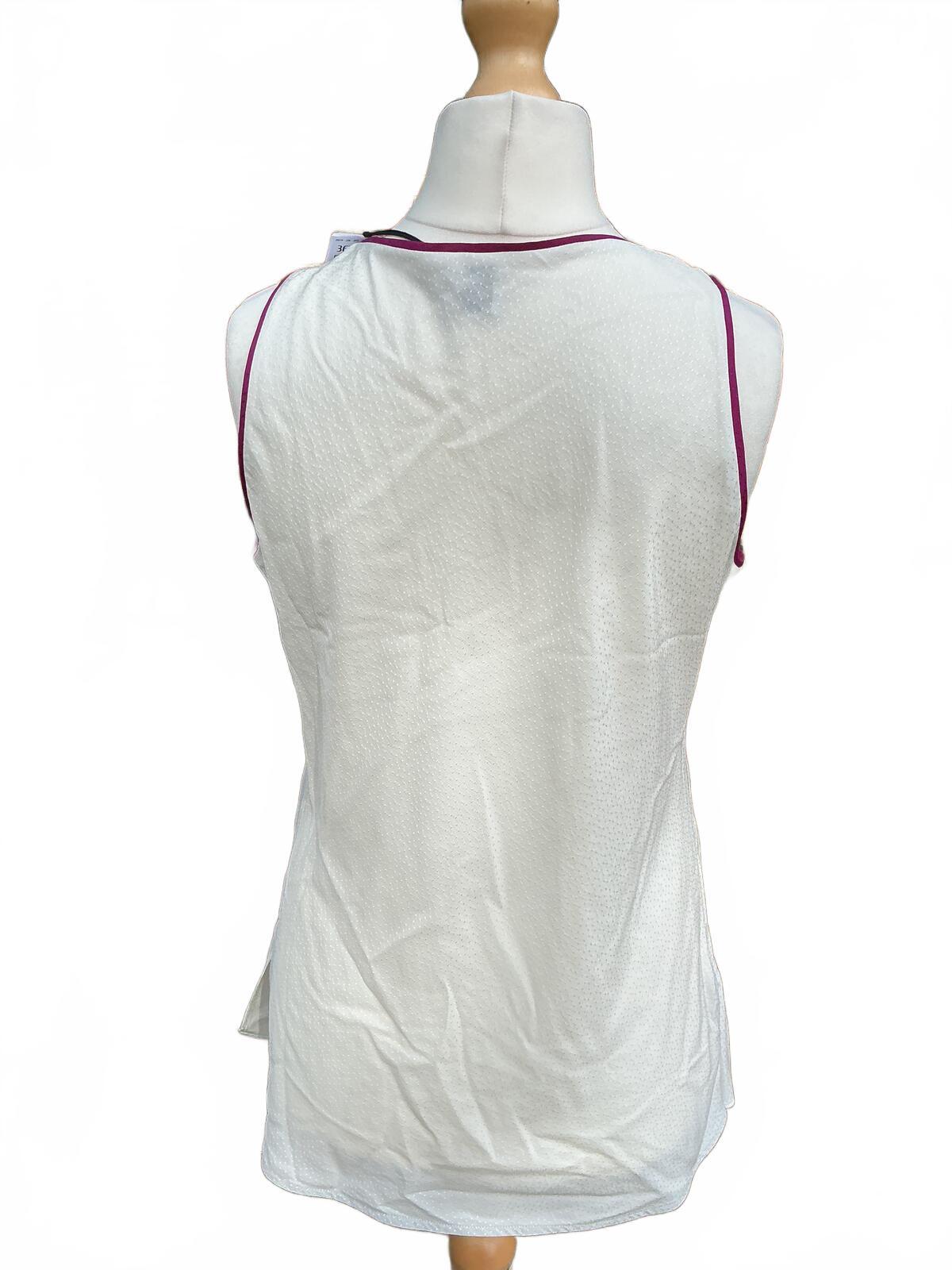Silk Paul Smith Cream Sleeveless Top with Purple Trim Size 14