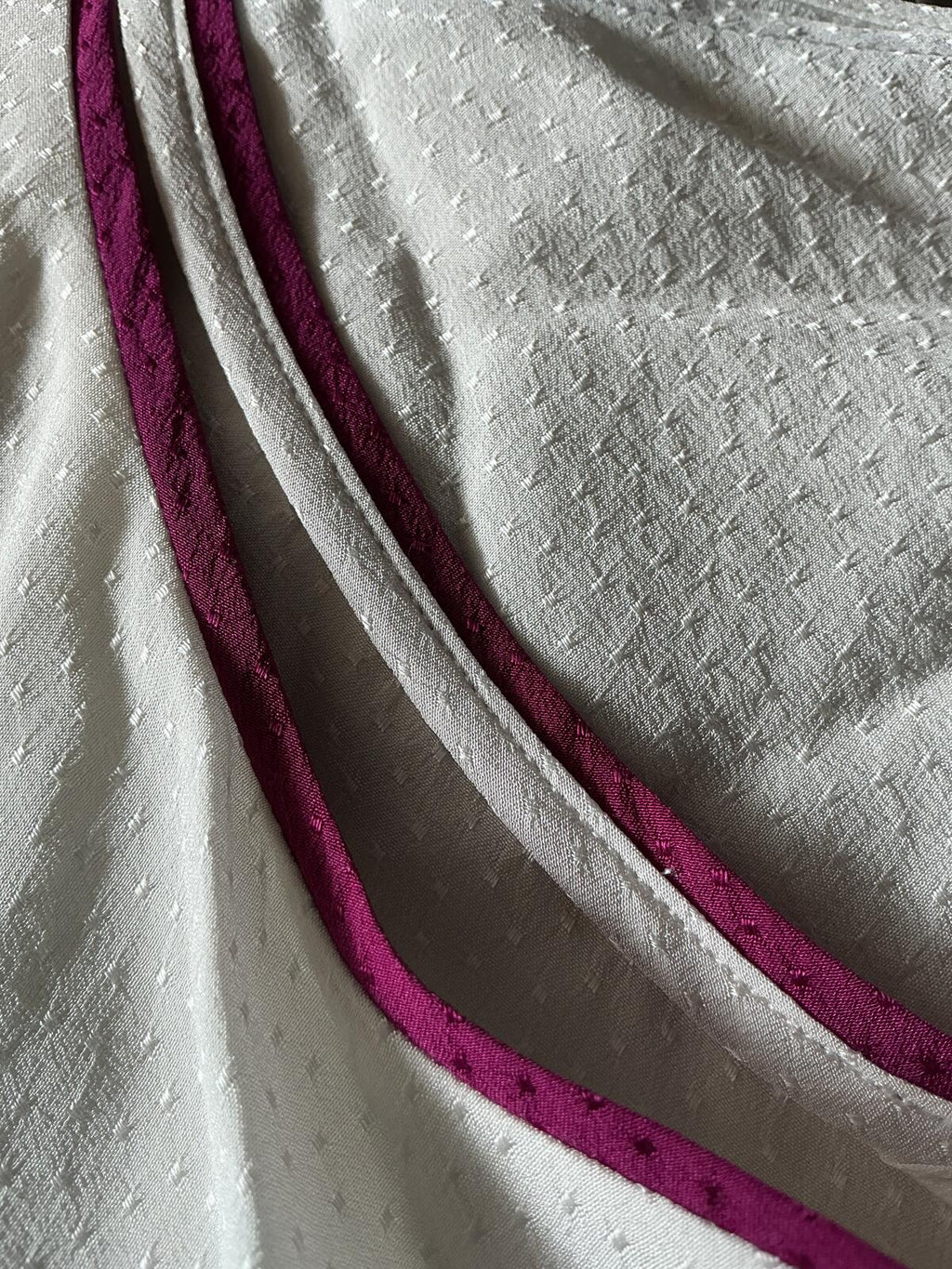 Silk Paul Smith Cream Sleeveless Top with Purple Trim Size 14