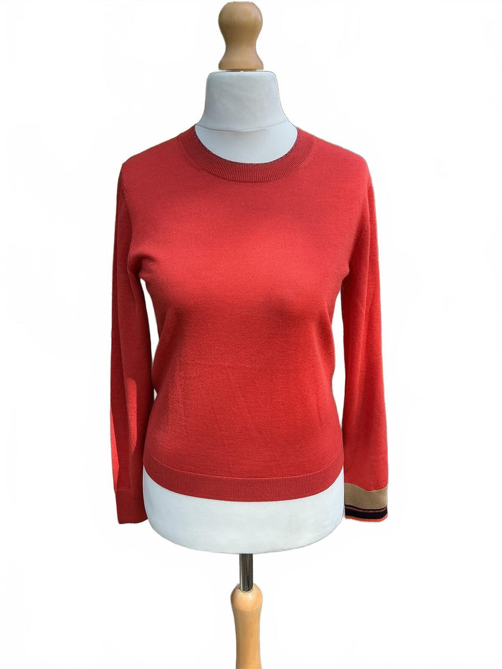 Paul Smith Women's Red Wool Crew Neck Sweater Size Regular Small Classic Fit