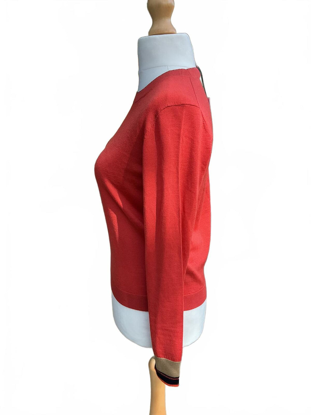 Paul Smith Women's Red Wool Crew Neck Sweater Size Regular Small Classic Fit