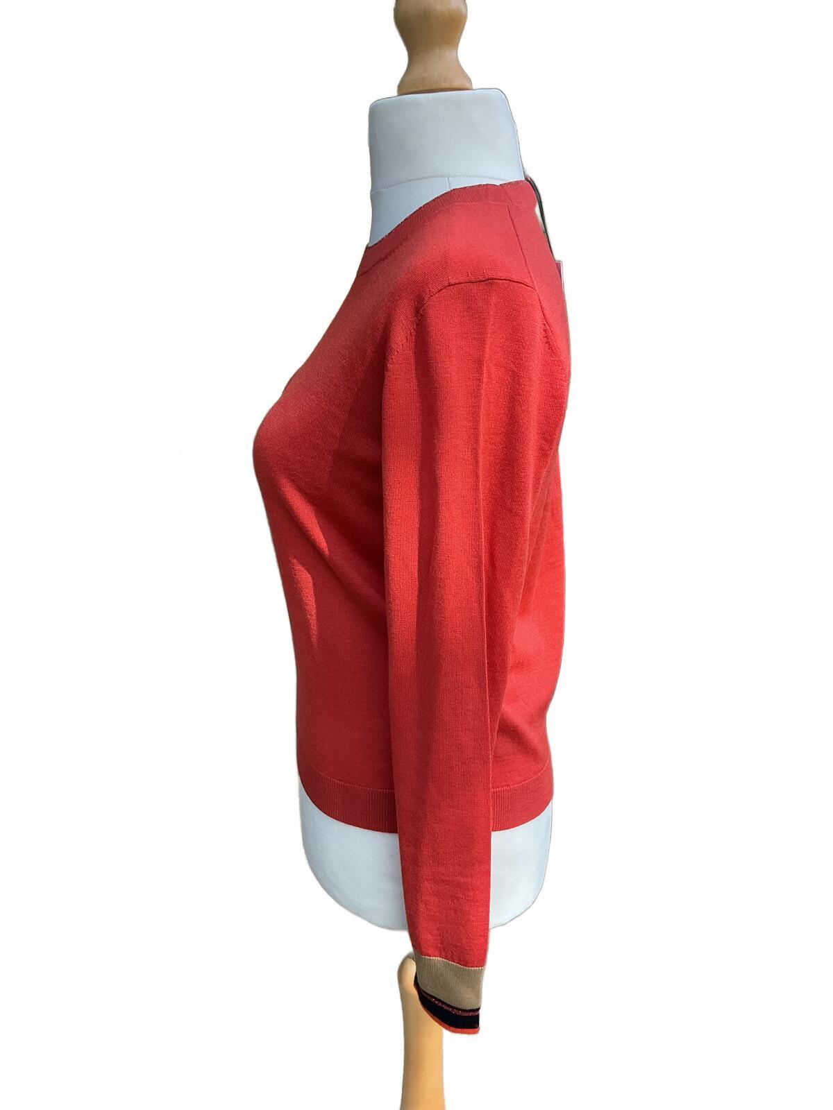 Paul Smith Women's Red Wool Crew Neck Sweater Size Regular Small Classic Fit