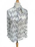 Paul Smith White and Black Geometric Patterned Long Sleeve Shirt Size 8