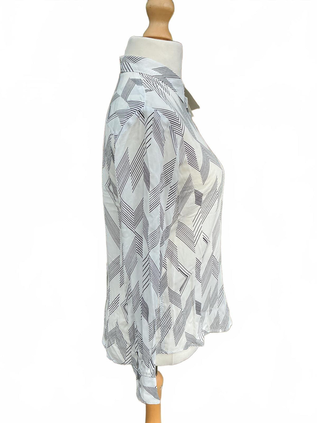 Paul Smith White and Black Geometric Patterned Long Sleeve Shirt Size 8