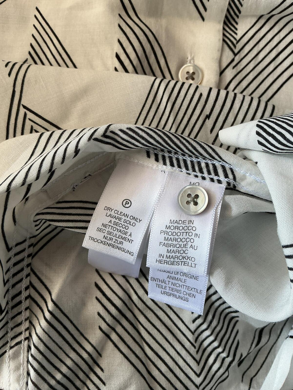 Paul Smith White and Black Geometric Patterned Long Sleeve Shirt Size 8
