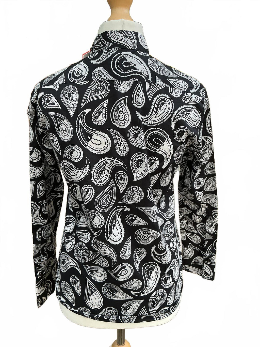 Paul Smith Black and White Paisley Print Long Sleeve Top Size Small