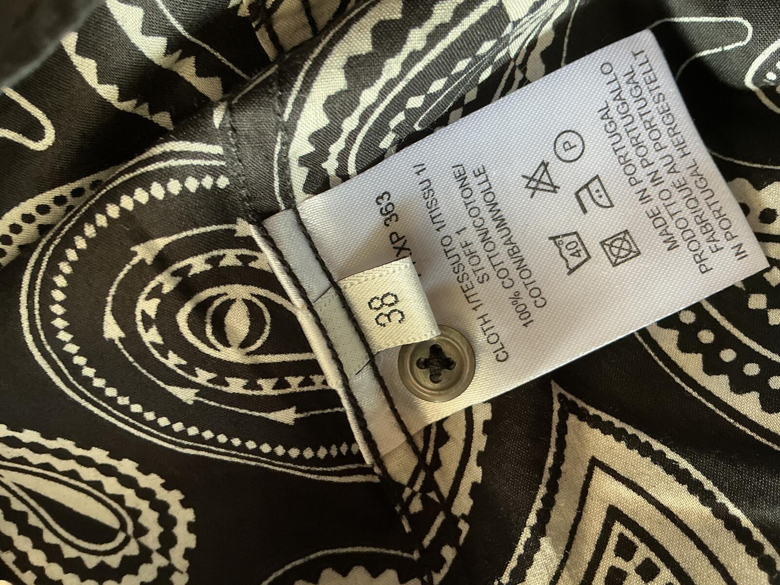 Paul Smith Black and White Paisley Print Long Sleeve Top Size Small