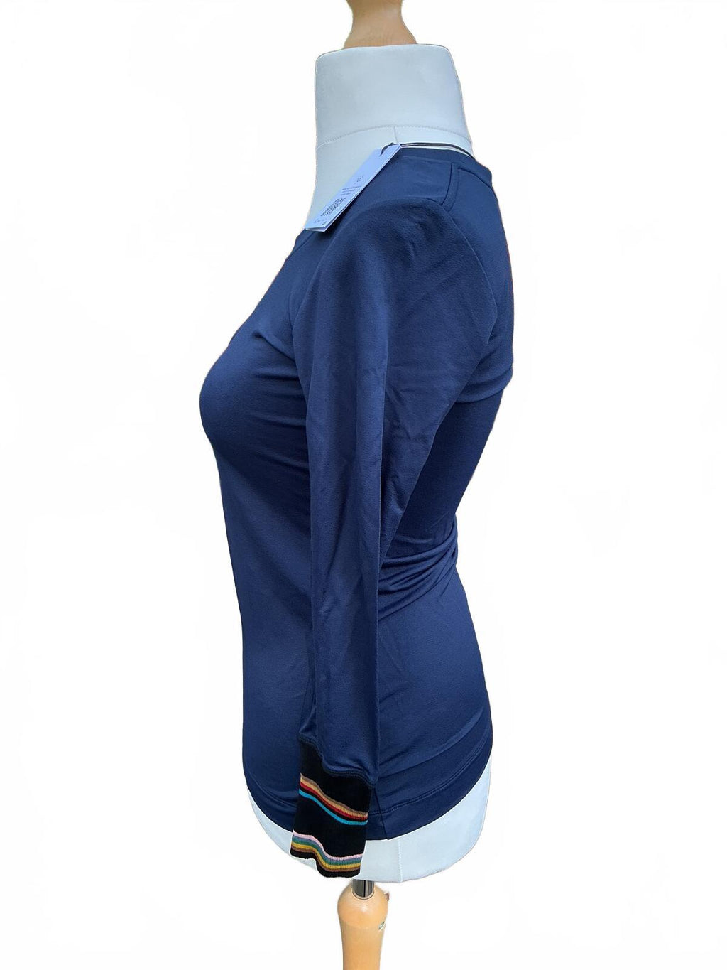 Paul Smith Navy Blue Long Sleeve Top with Colourful Cuffs Size Small