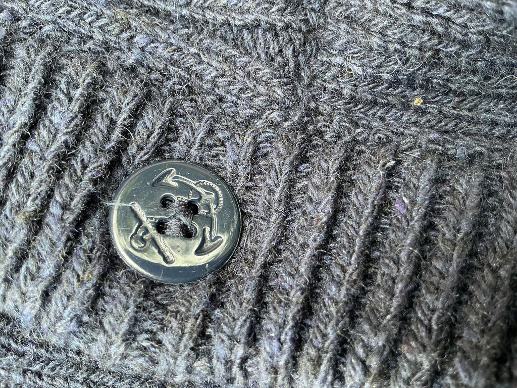 Schott Navy Blue Wool Jumper Size Regular xl with High Neck and Buttons