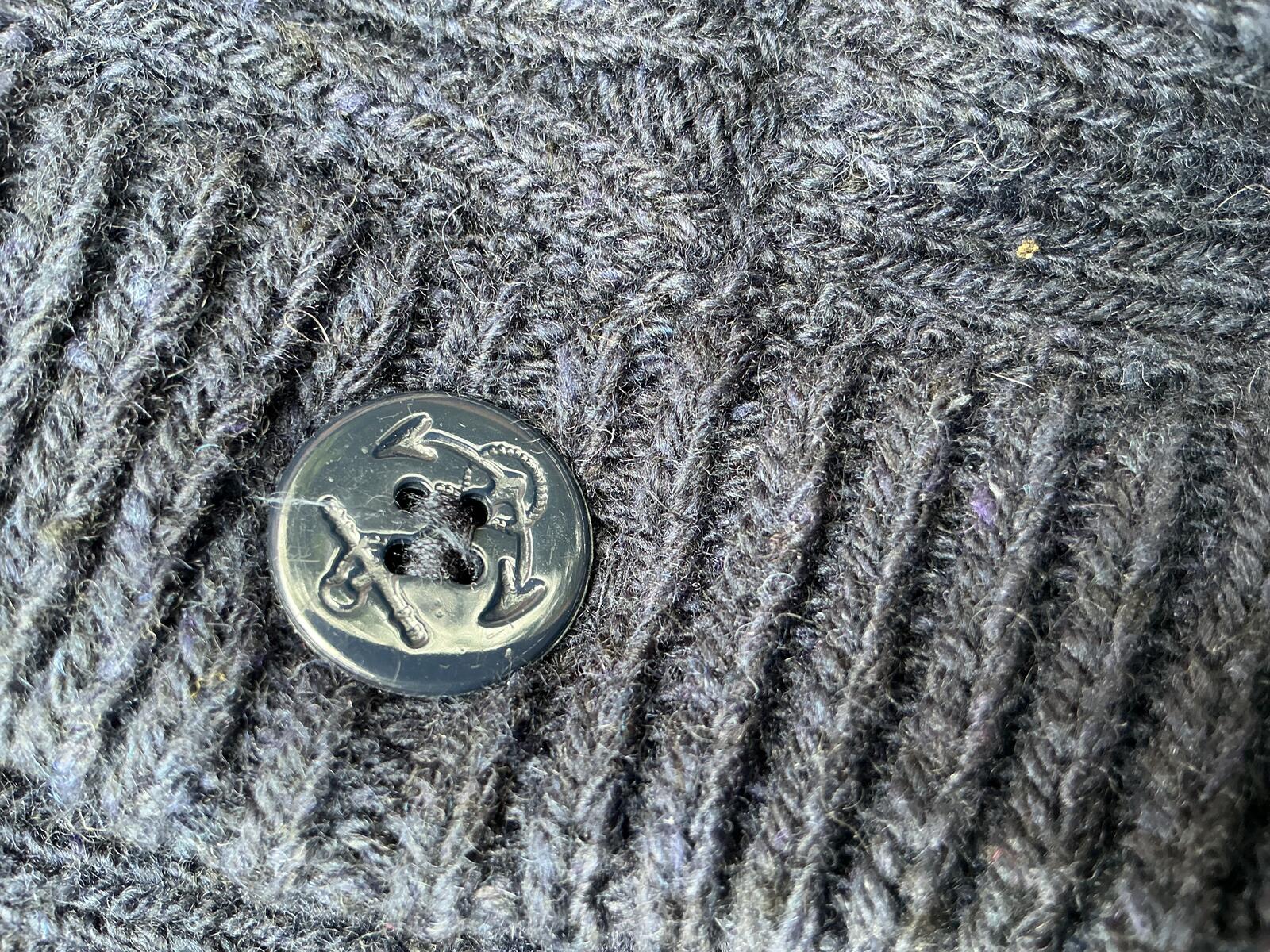 Schott Navy Blue Wool Jumper Size Regular xl with High Neck and Buttons