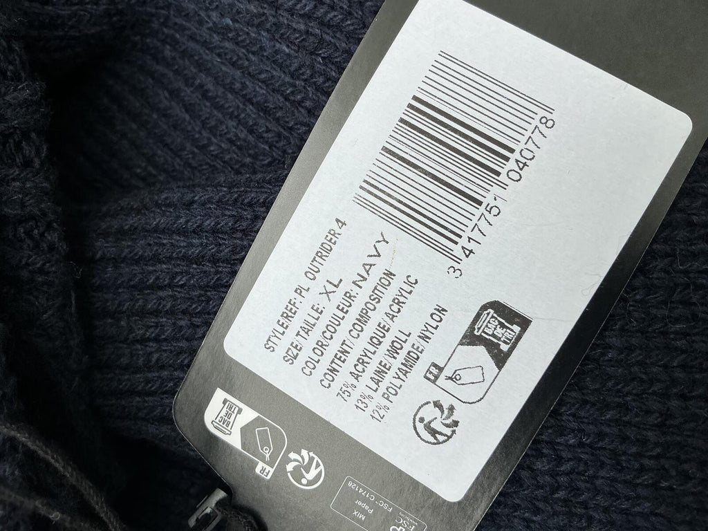 Schott Navy Blue Wool Jumper Size Regular xl with High Neck and Buttons