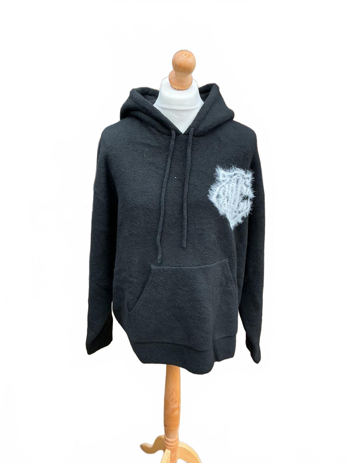The Couture Club Ladies Black Hooded Pullover Sweater Oversized Style Size Xxl