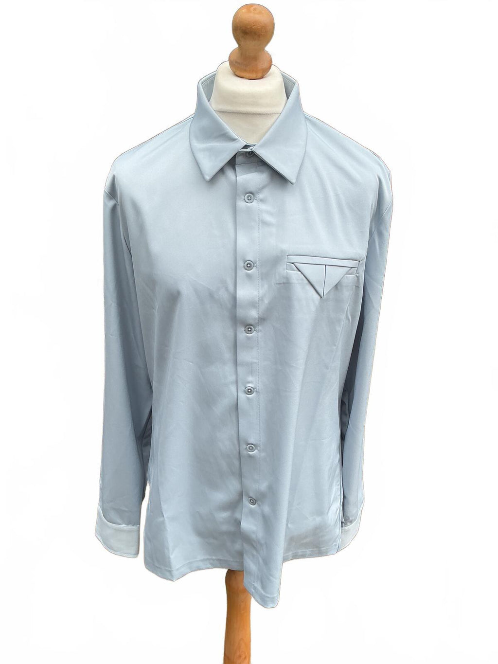 Maniere De Voir Light Blue Long Sleeve Shirt Size Xxl Classic Collar Button Up