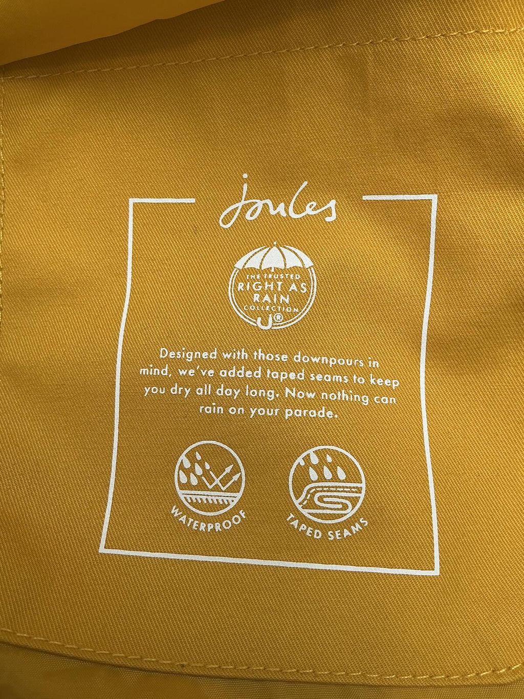 Joules Yellow Hooded Waterproof Coat Jacket Size 12 Casual Outerwear