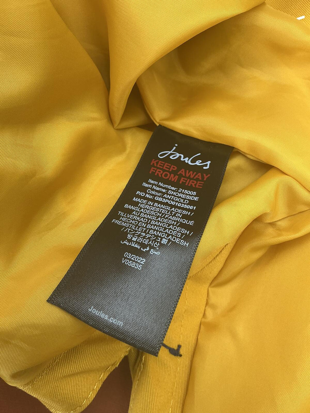 Joules Yellow Hooded Waterproof Coat Jacket Size 12 Casual Outerwear