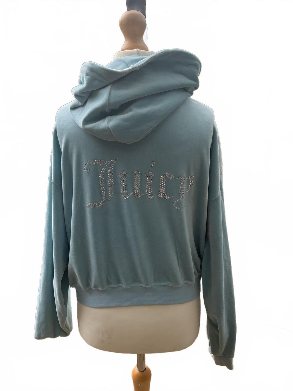 Juicy Couture Light Blue Velour Zip Hoodie Sweatshirt Size Xl