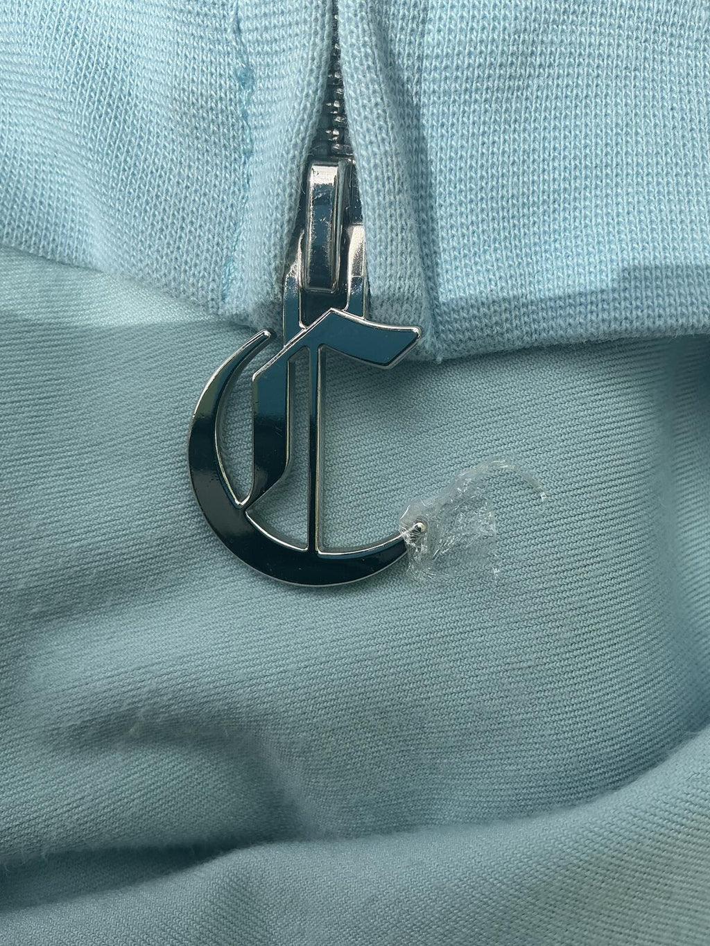 Juicy Couture Light Blue Velour Zip Hoodie Sweatshirt Size Xl