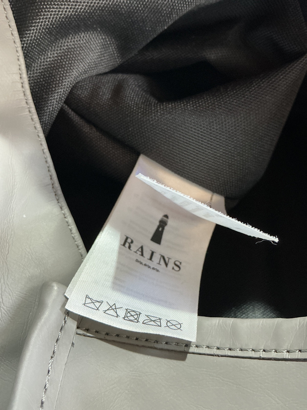 RAINS Rolltop Backpack Unisex Gray Waterproof Polyester PU Size One Size