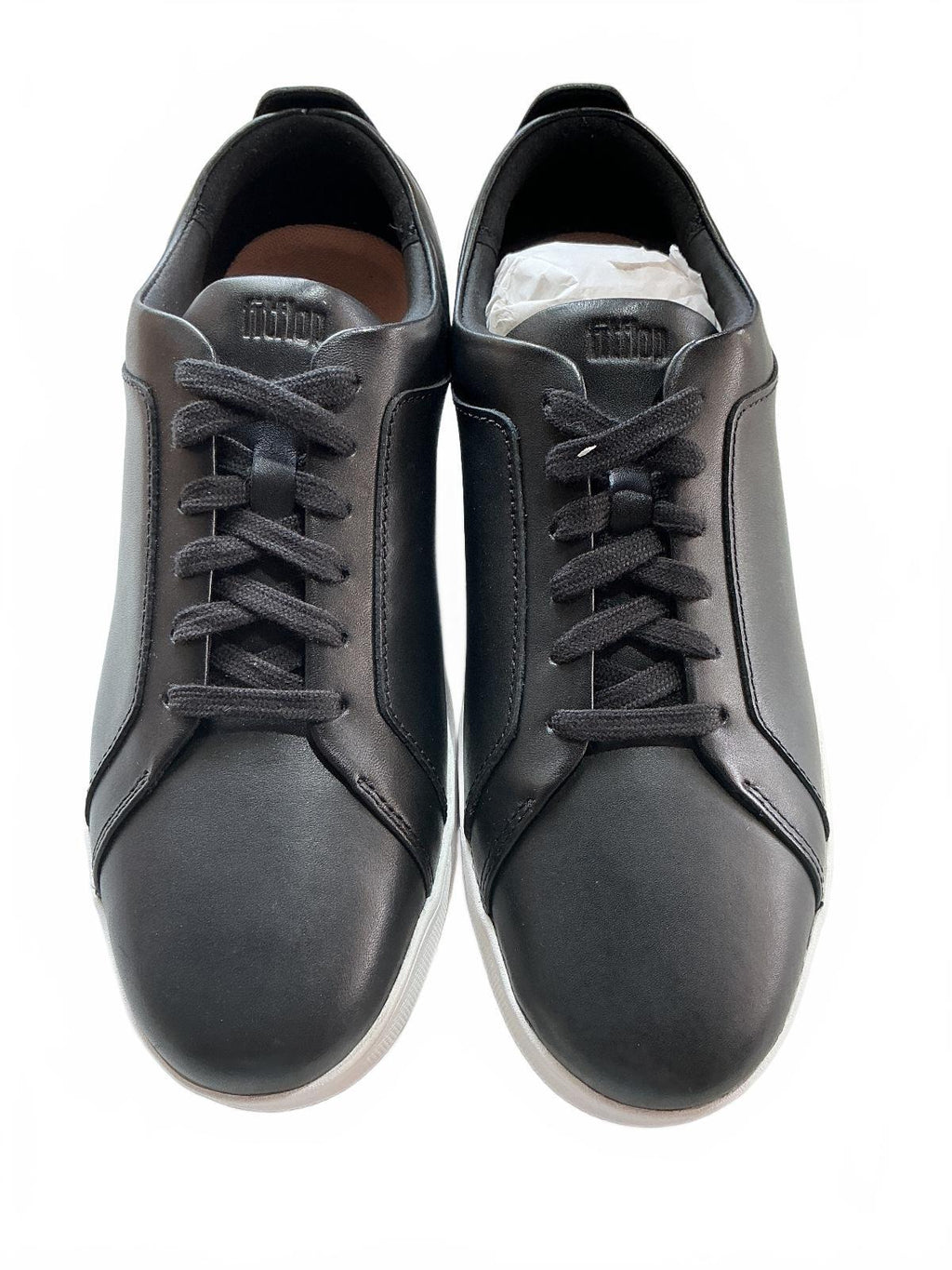 FitFlop Rally Black Leather Sneakers UK Size 6 Comfortable Casual Shoes
