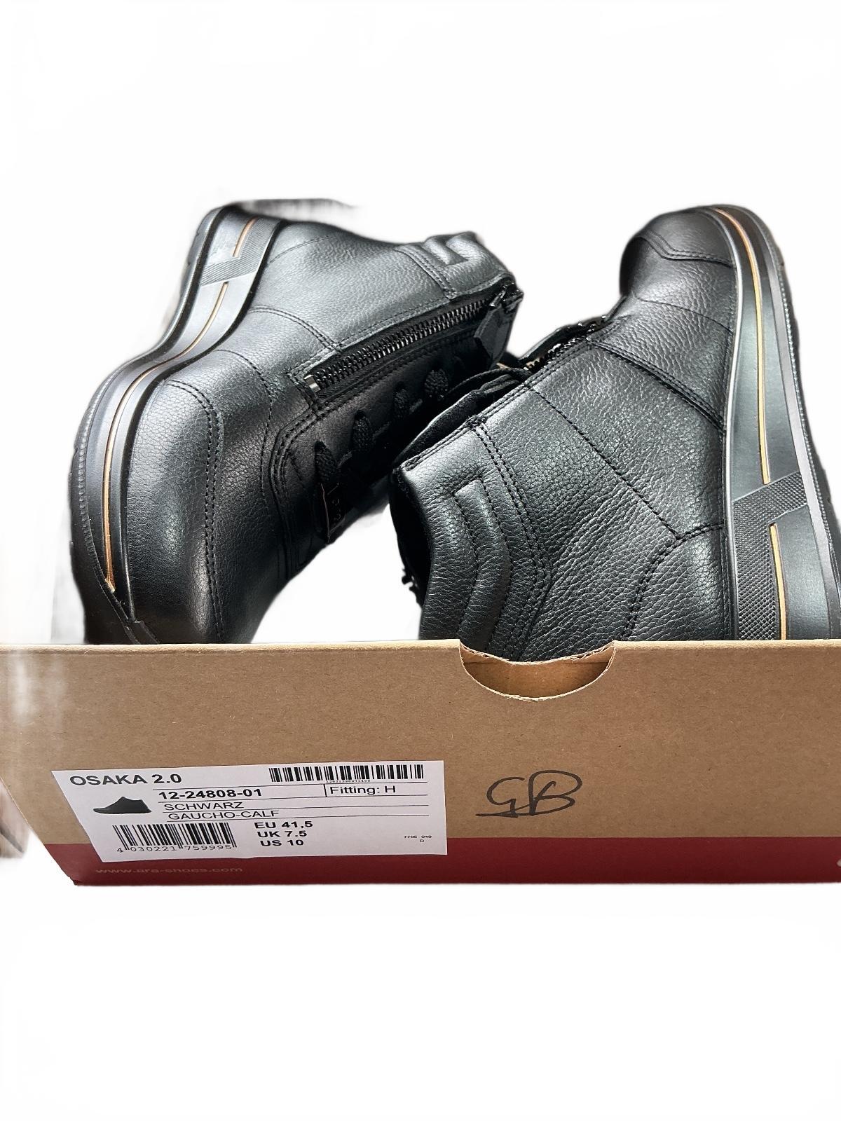 ara Osaka Black Leather High-Top Zip-Up Sneakers UK Size 7.5 Comfortable