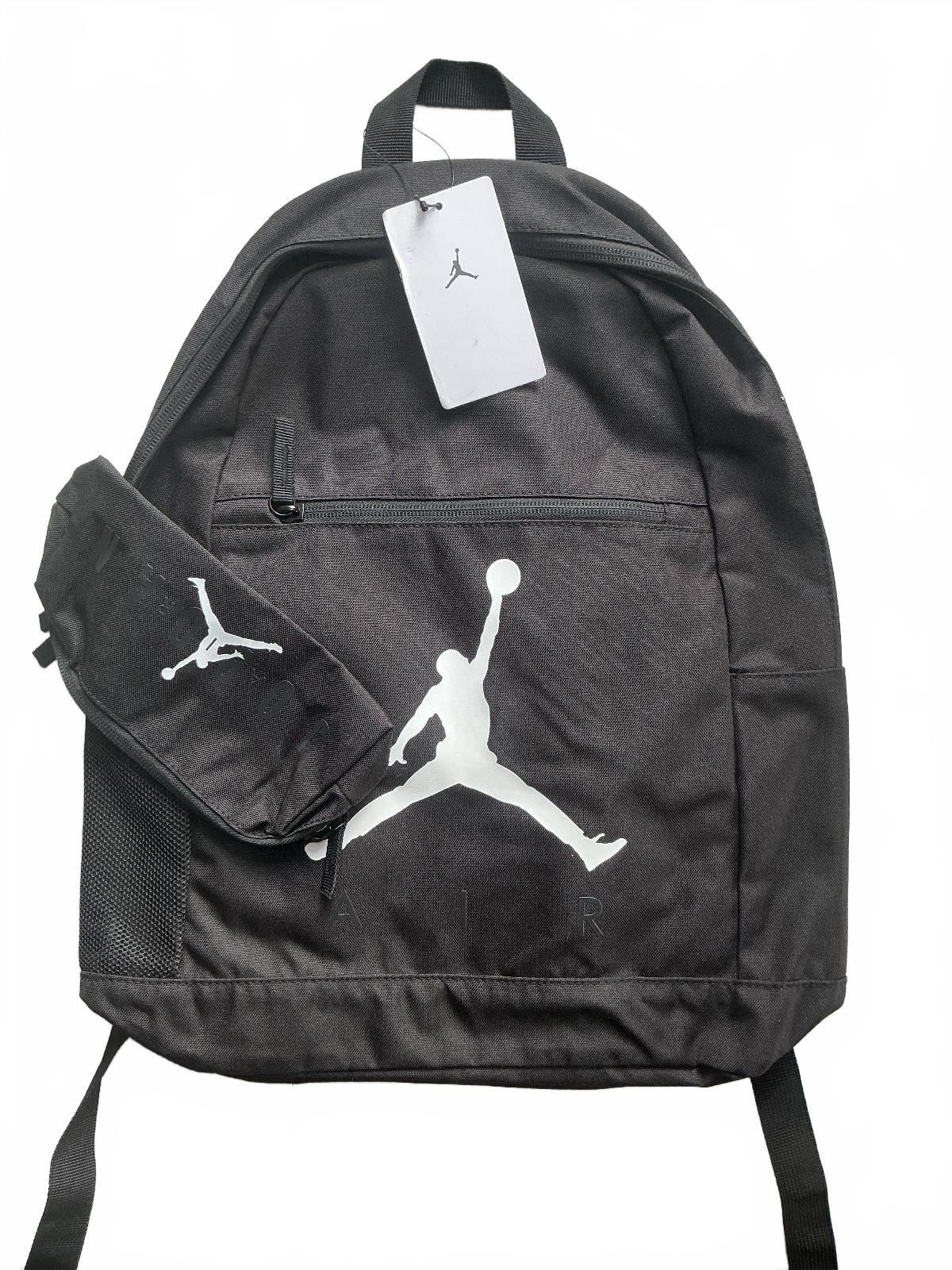 *NEW* Jordan PC Black Backpack One Size Black White Stylish With Pencilcase