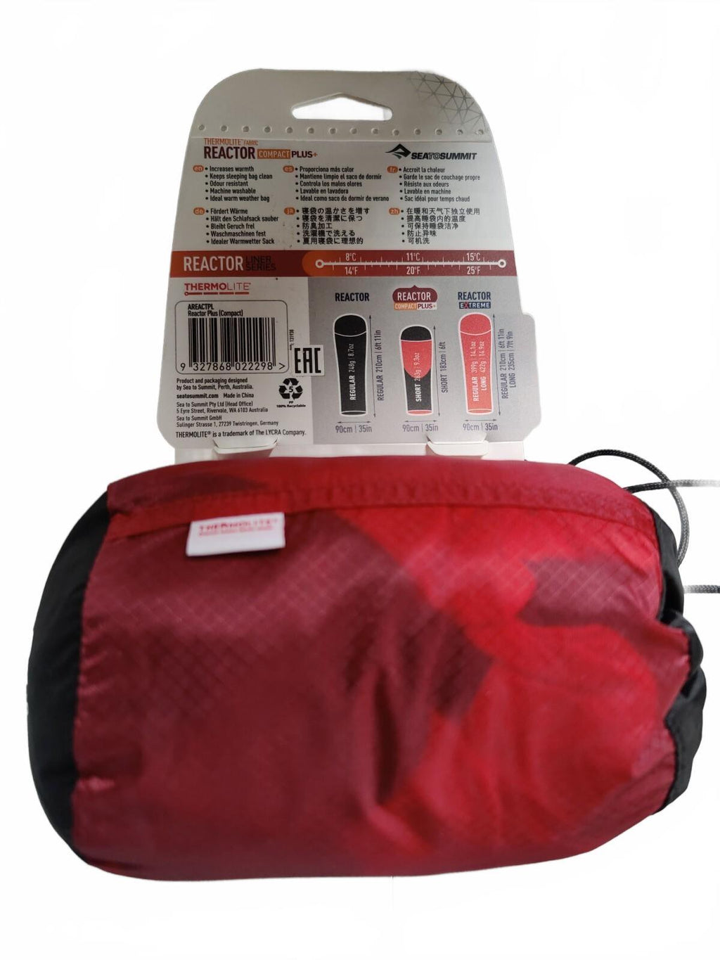 Sea to Summit Reactor Compact Plus Sleeping Bag Short Size Thermal Red