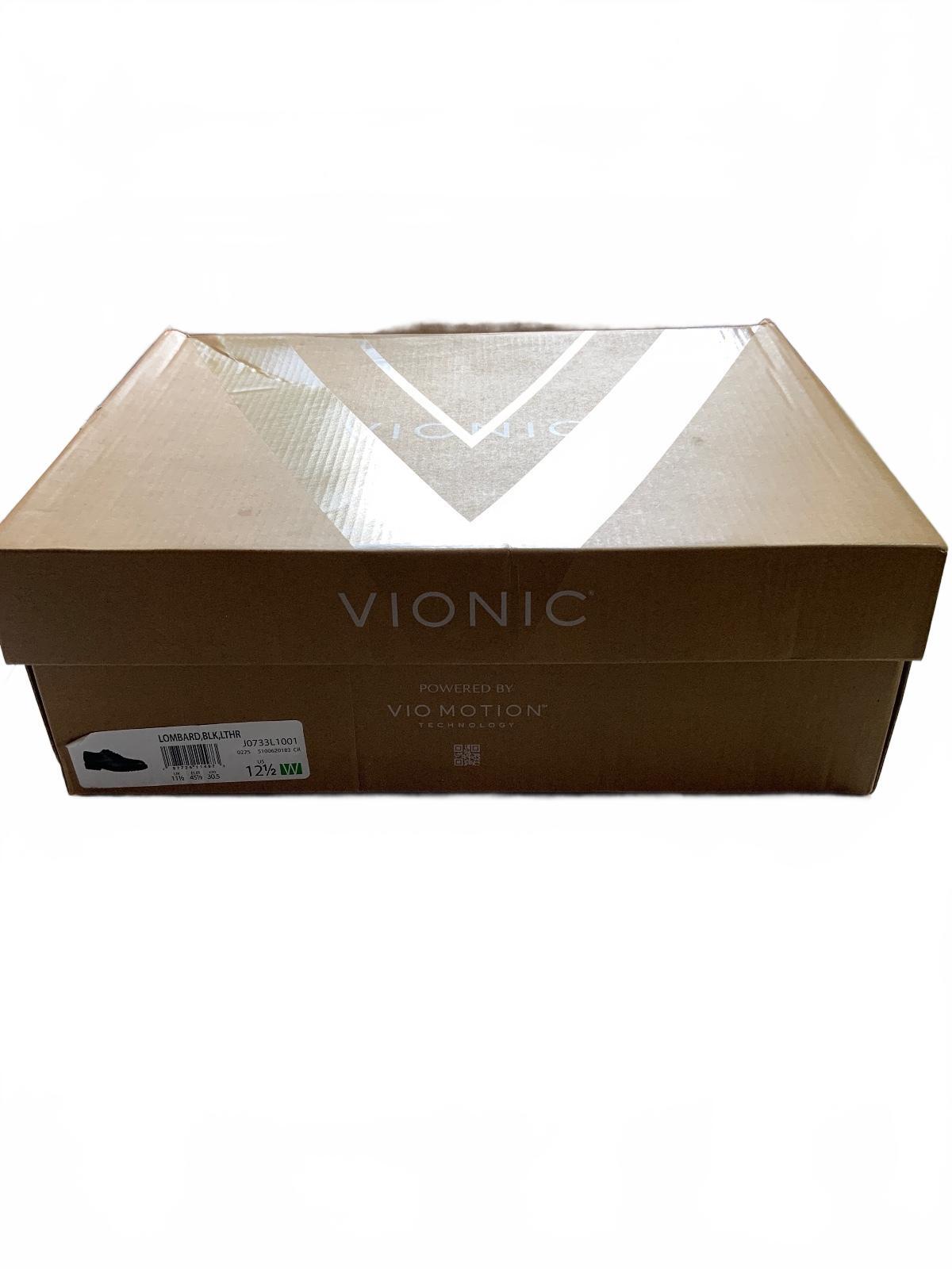 Vionic Black Leather Brogue Shoes UK Size 11.5 Classic Style Comfortable