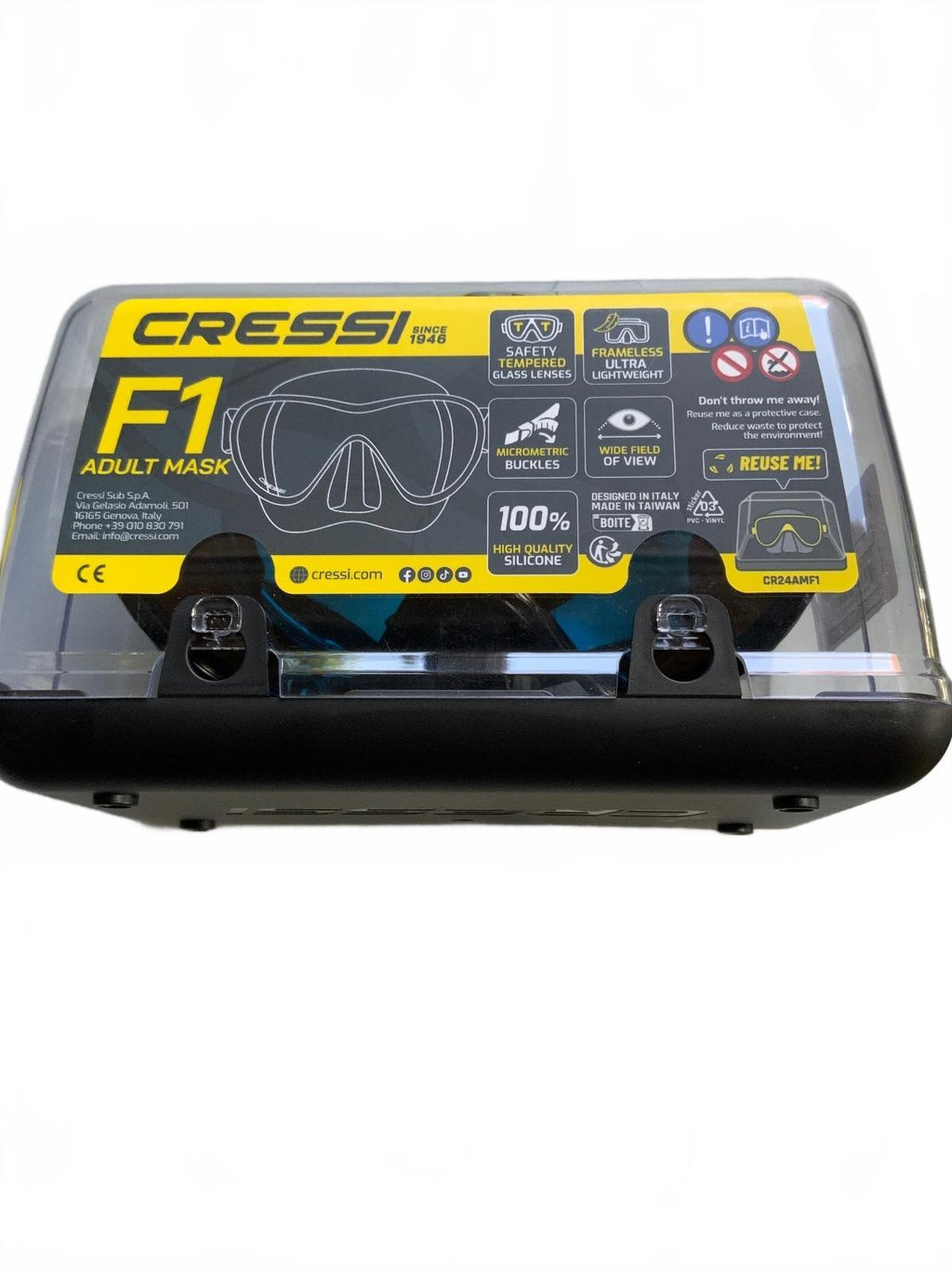 Cressi Alpha Ultra Dry Snorkel & F1 Adult Mask Black/Blue Size Adult