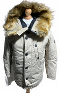The North Face Men's Beige Parka Jacket with Faux Fur Hood Size RegularXS
