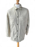 Woolrich Men's Large Beige Cotton Button-Up Sherpa Lined Shacket