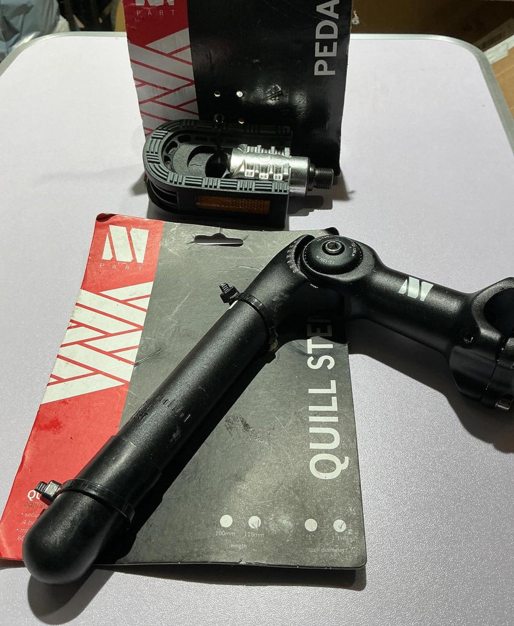 Mpart 4 bolt Quill Stem 1-1/8” And Folding Pedals 9/16” Thread