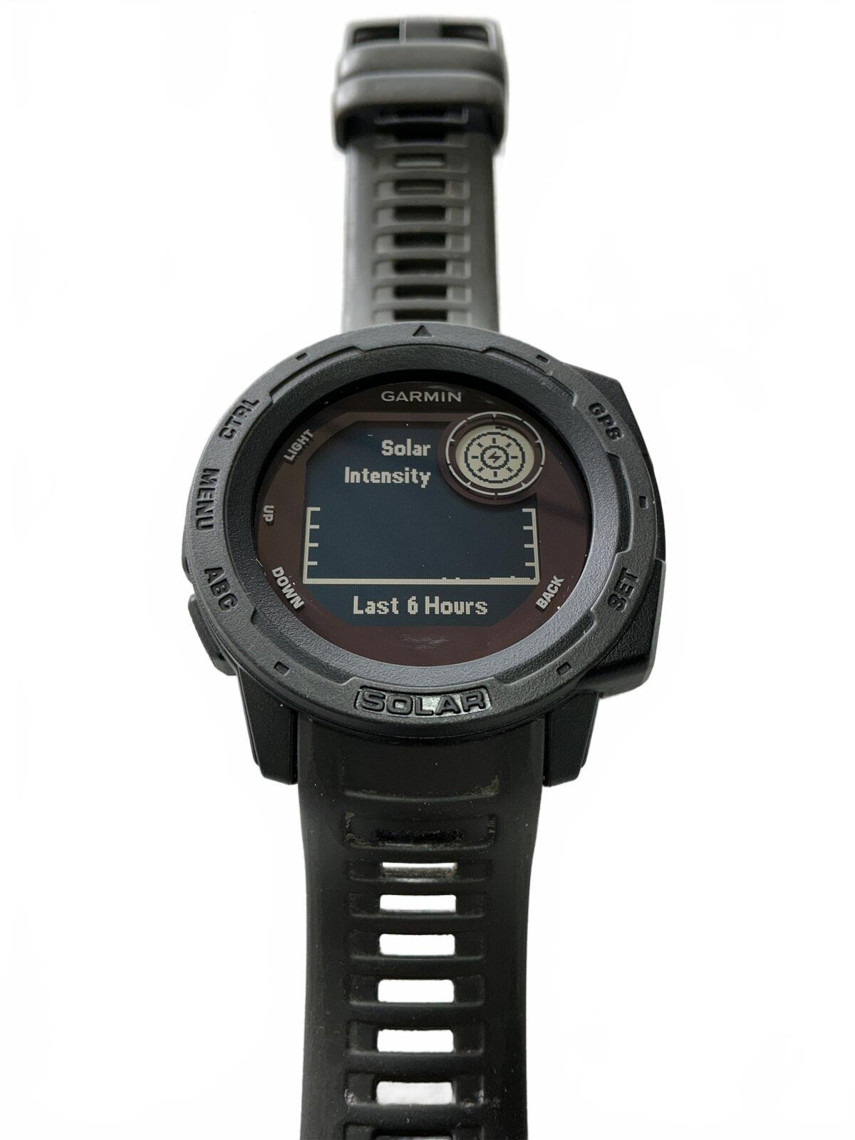 Garmin Instinct Solar GPS Watch Black with Grey Strap Size Adjustable