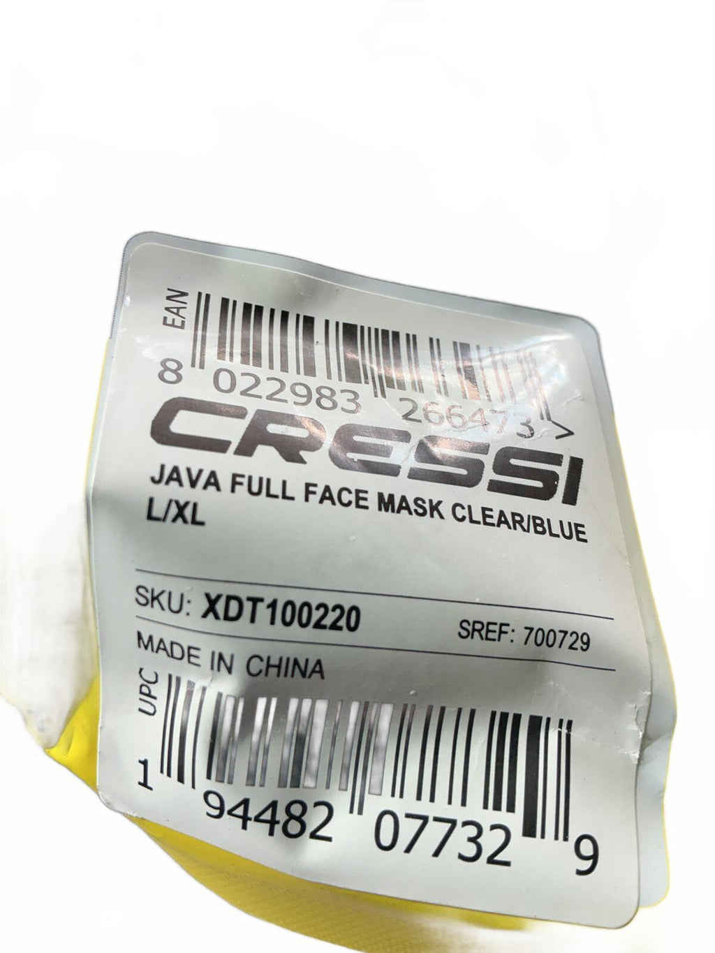 Cressi Java Full Face Snorkel Mask L/XL Size Comfortable Fit Blue
