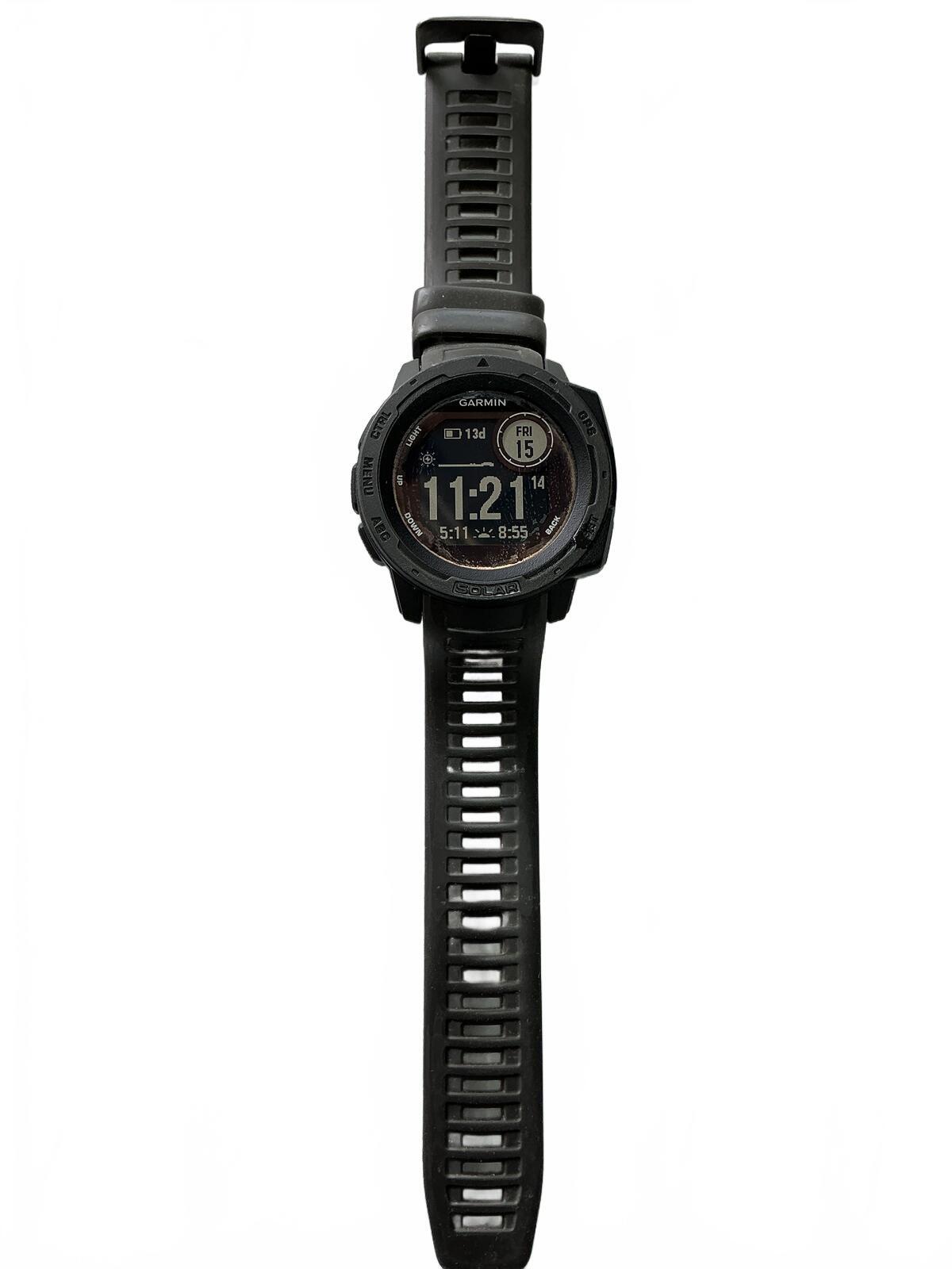 Garmin Instinct Solar GPS Watch Black with Grey Strap Size Adjustable