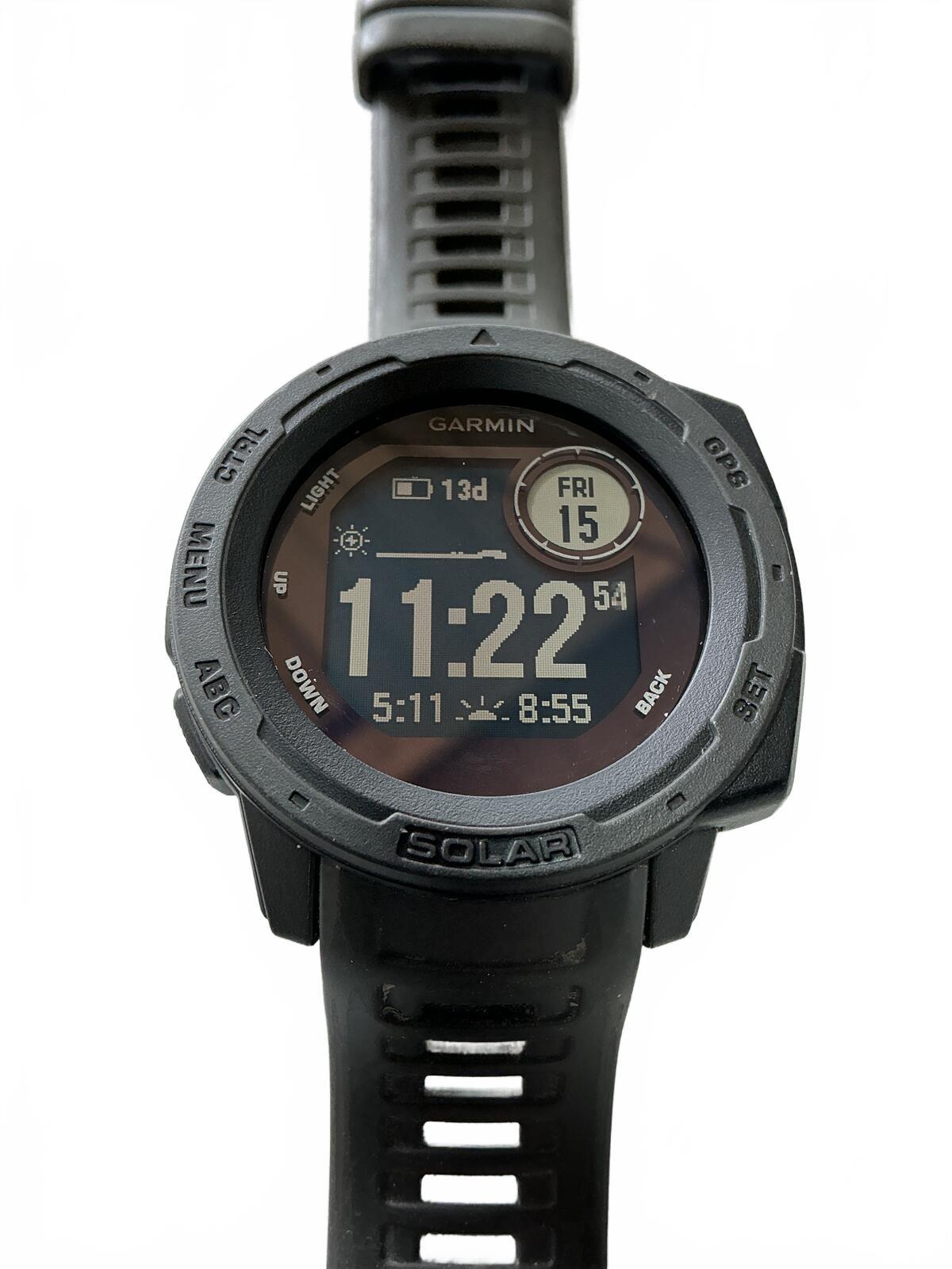 Garmin Instinct Solar GPS Watch Black with Grey Strap Size Adjustable