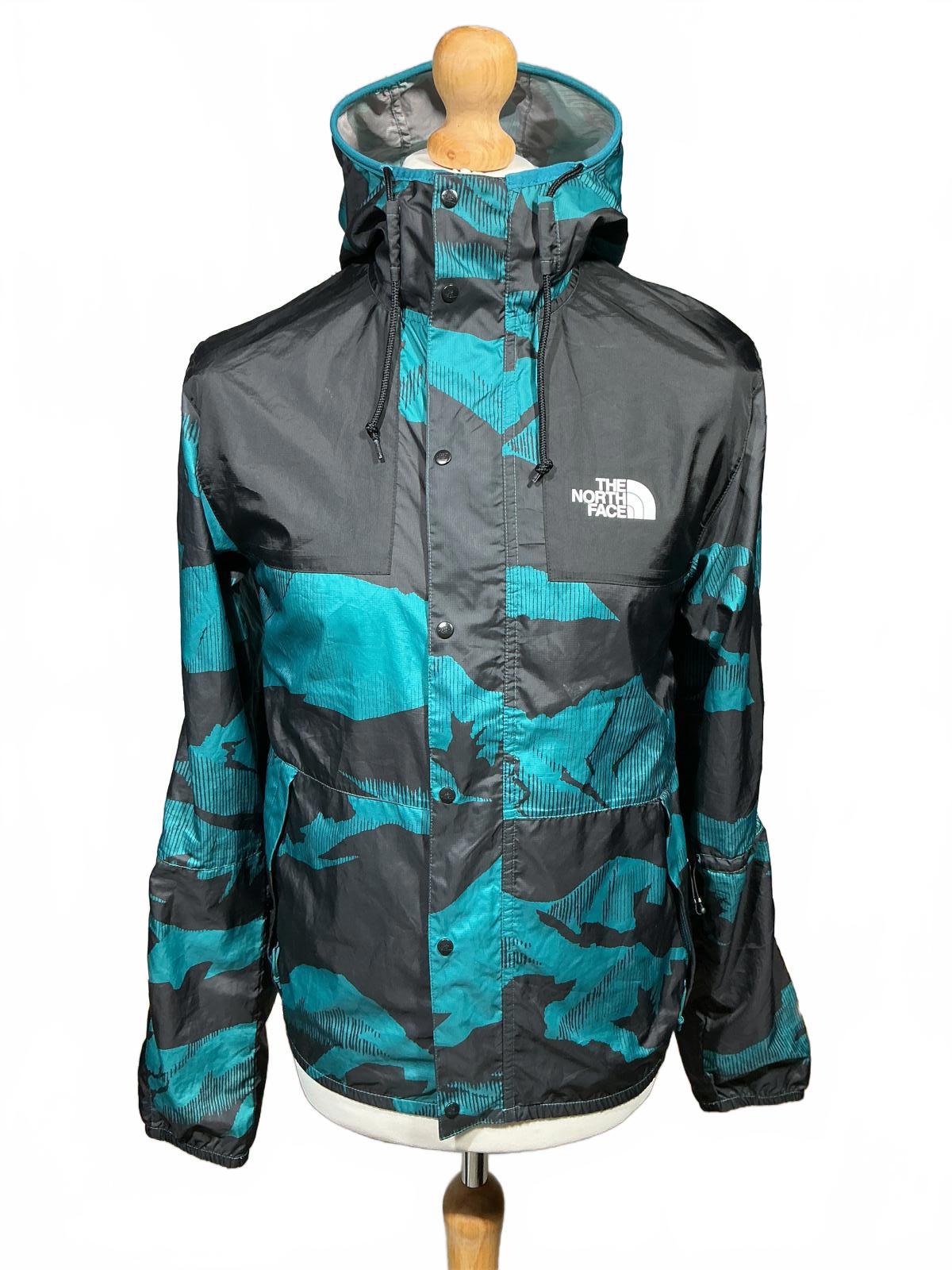 The North Face Men's Windbreaker Jacket 30 year edit Black and Teal Camouflage