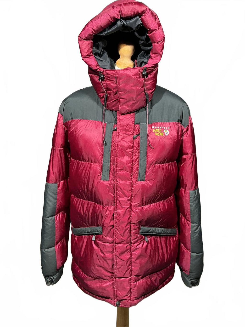 Mountain Hardwear Men's Down Insulated Puffer Jacket Burgundy and Grey Hooded