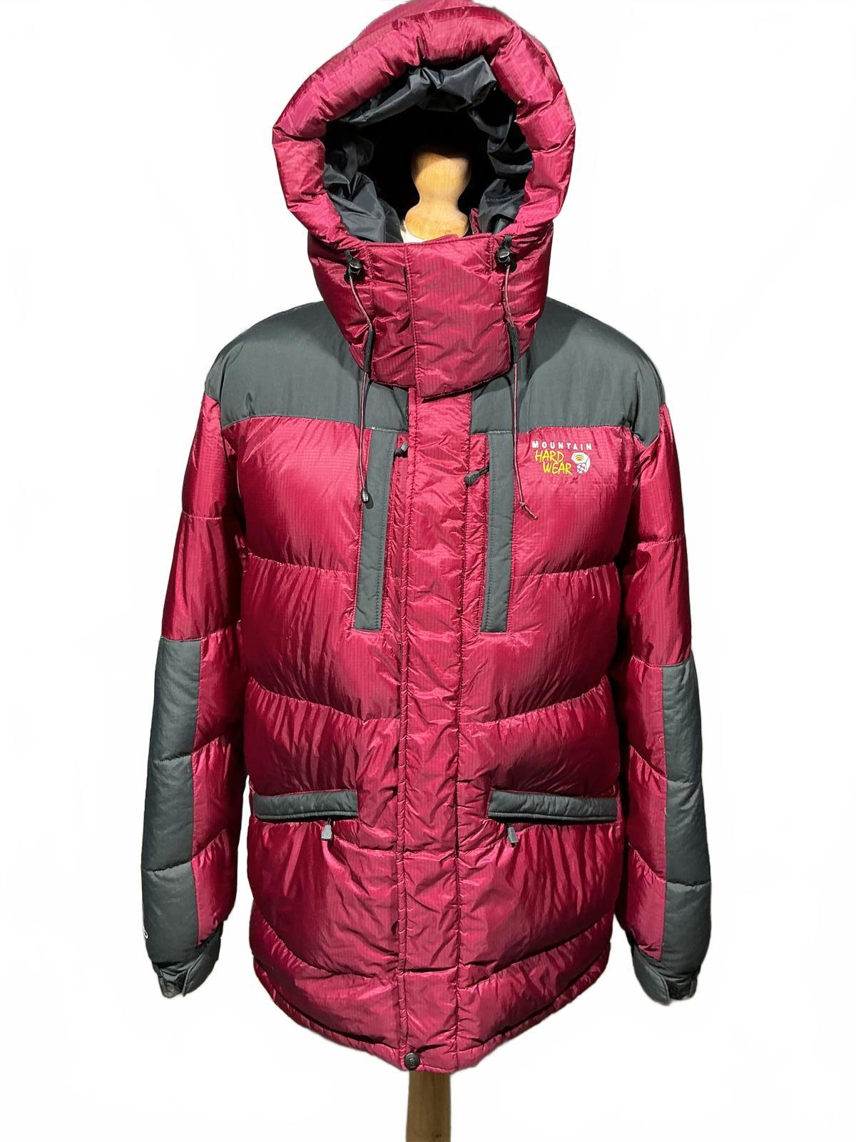 Mountain Hardwear Men's Down Insulated Puffer Jacket Burgundy and Grey Hooded