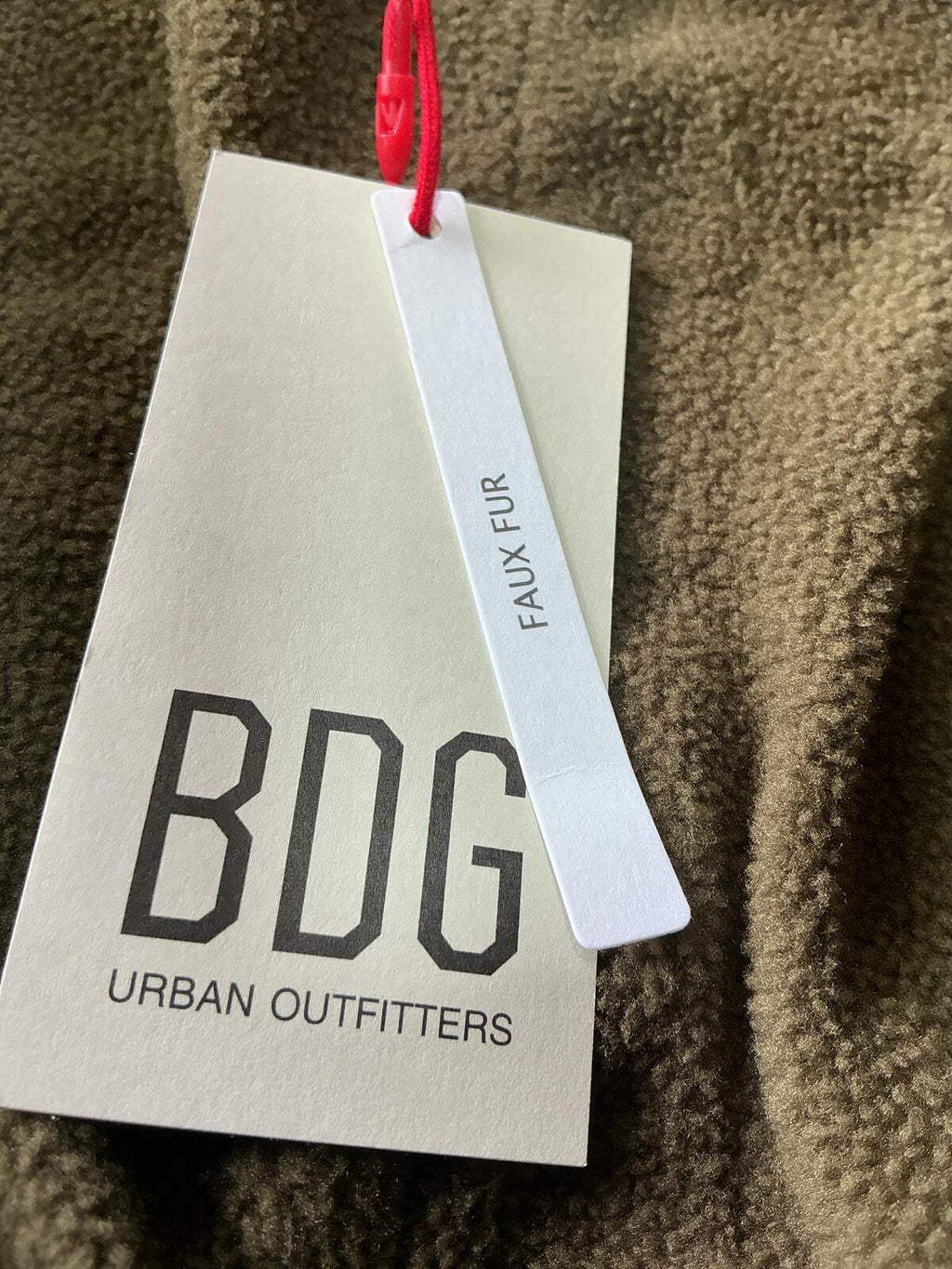 Urban Outfitters BDG Olive Green Parka Coat with Faux Fur Hood Lining Size M