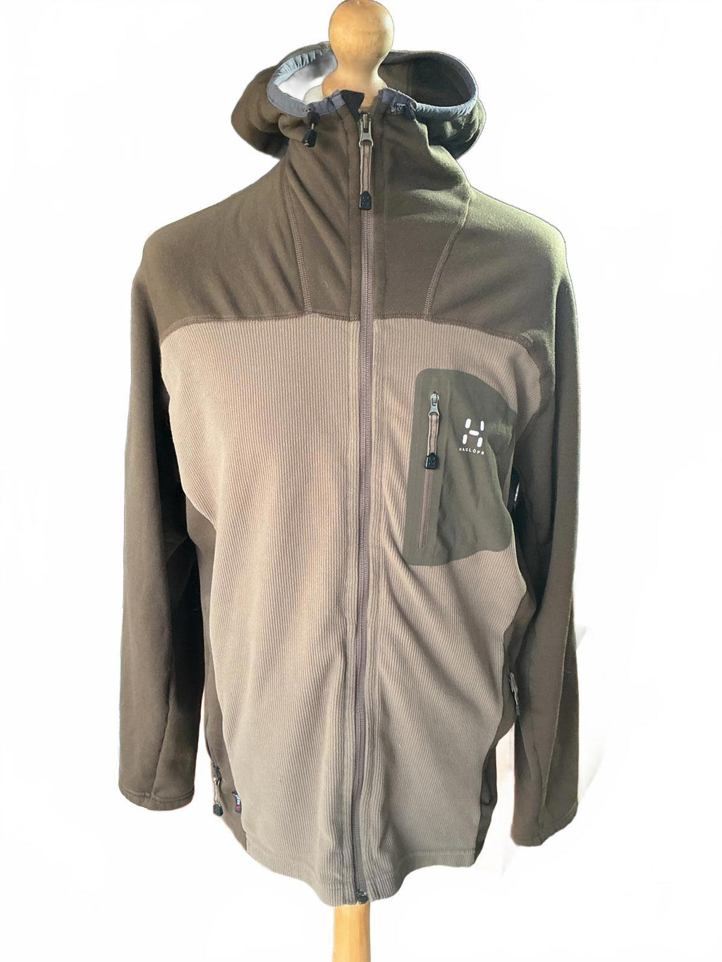 Haglöfs Size XXL Brown Hooded Fleece Jacket Outdoor Activewear