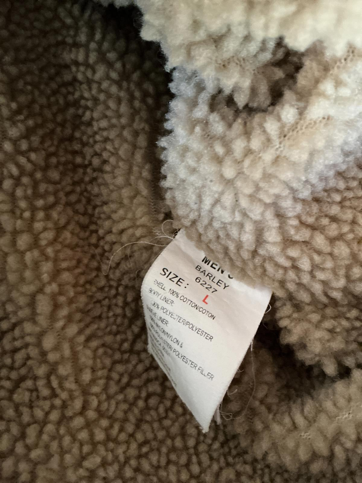 Woolrich Men's Large Beige Cotton Button-Up Sherpa Lined Shacket