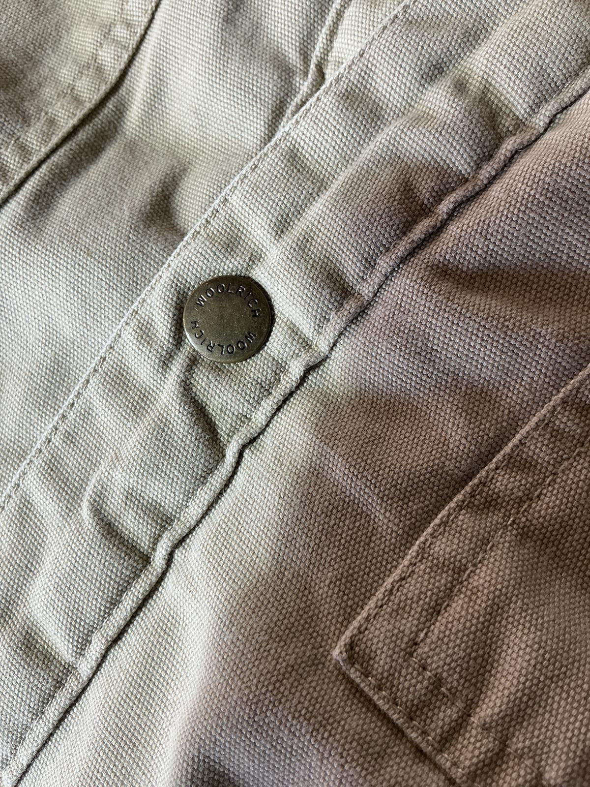 Woolrich Men's Large Beige Cotton Button-Up Sherpa Lined Shacket