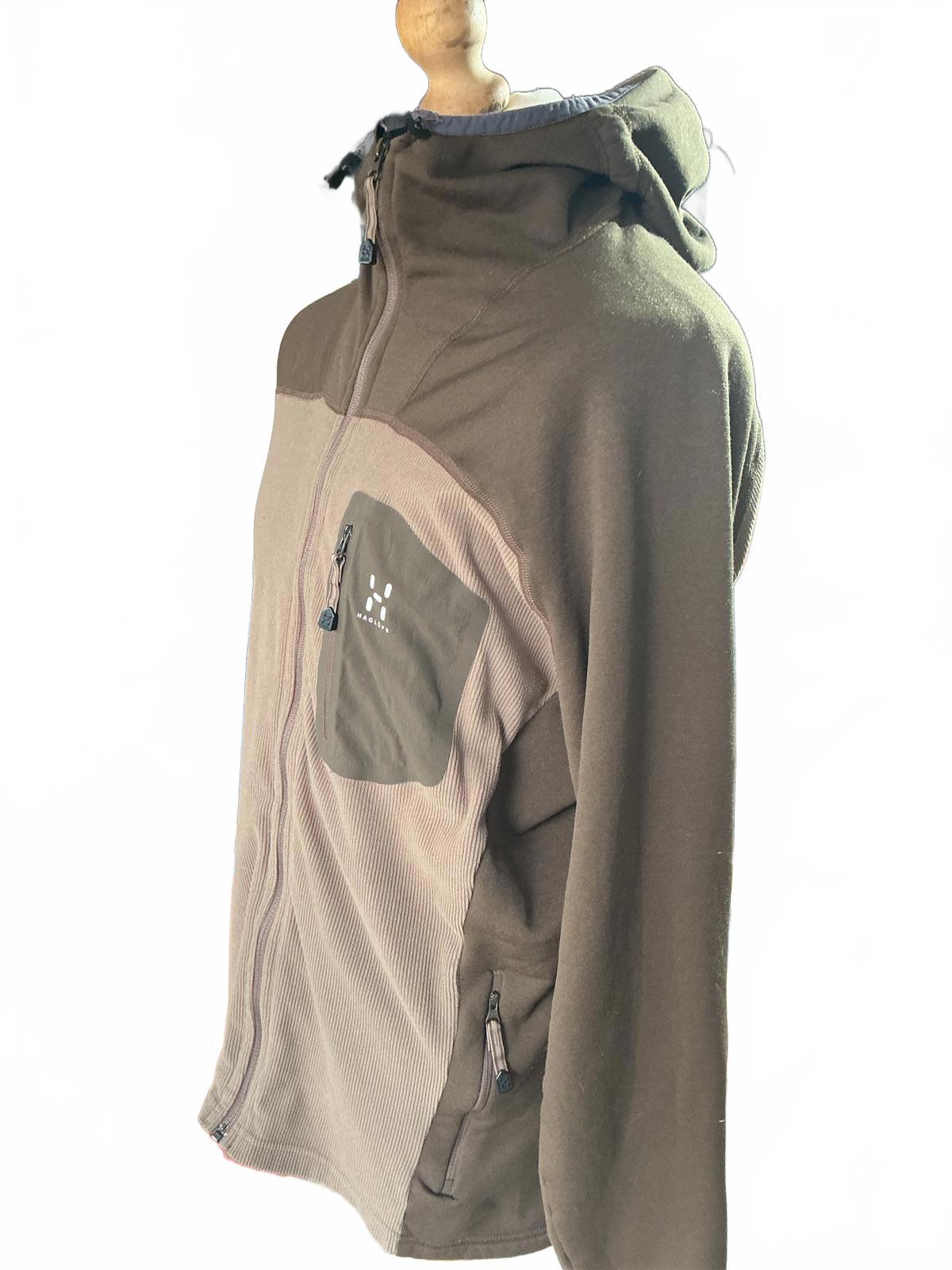 Haglöfs Size XXL Brown Hooded Fleece Jacket Outdoor Activewear