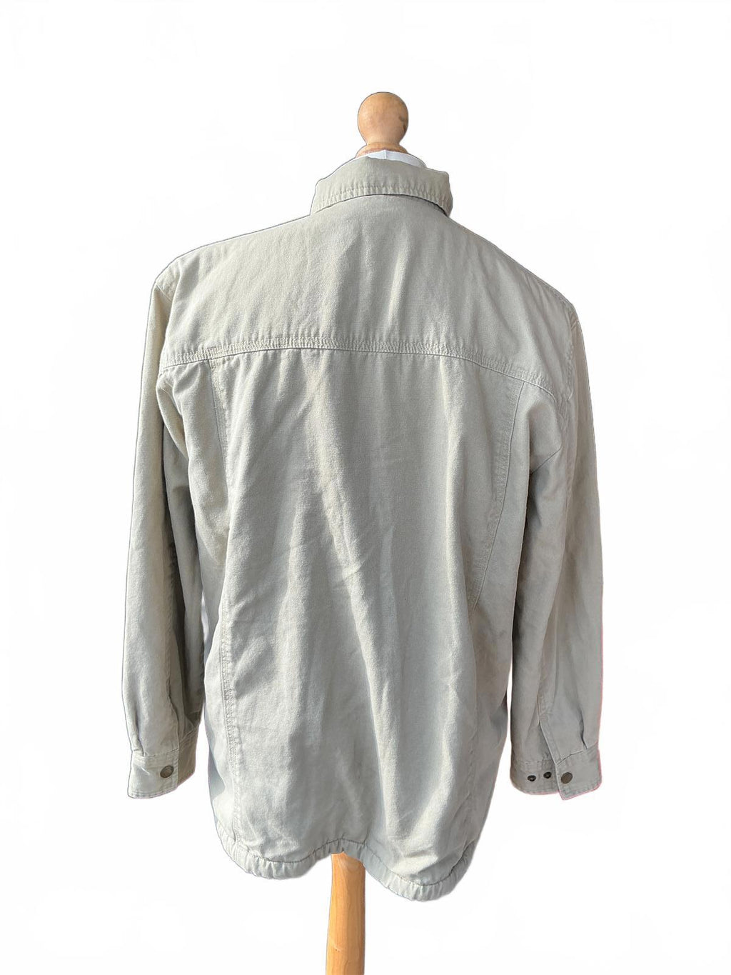 Woolrich Men's Large Beige Cotton Button-Up Sherpa Lined Shacket
